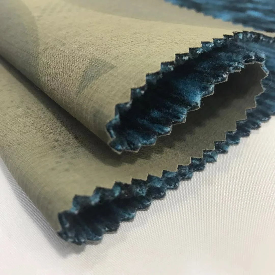 Wholesale 70D 350GSM Printed Ripstop nylon fabric spandex 4 way stretch bonded with yarn dyed polar fleece for softshell jacket