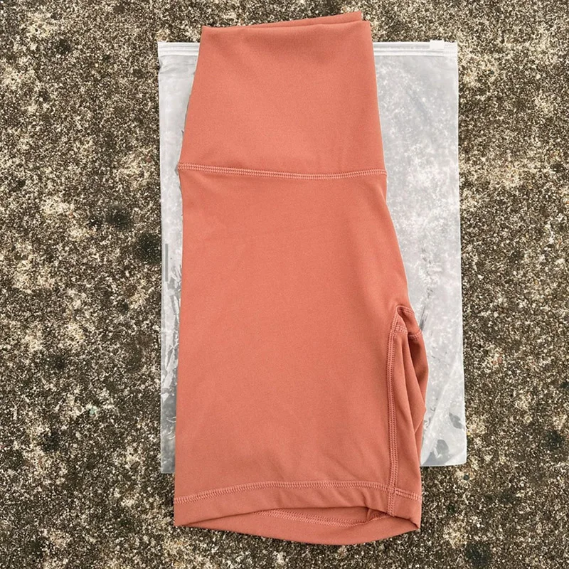 Ladies Double High Elasticity Solid Color High Waist Fitness Shorts Tight Belly Trim Spandex Compression Print Logo Yoga Shorts