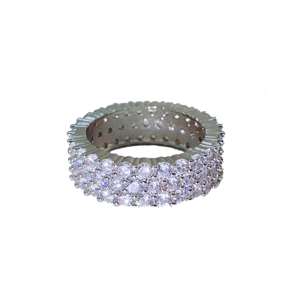 Pass Diamond Tester D Color VVS Grade Princess Cut Moissanite Rings Men Gems Silver Gold Ring for women men