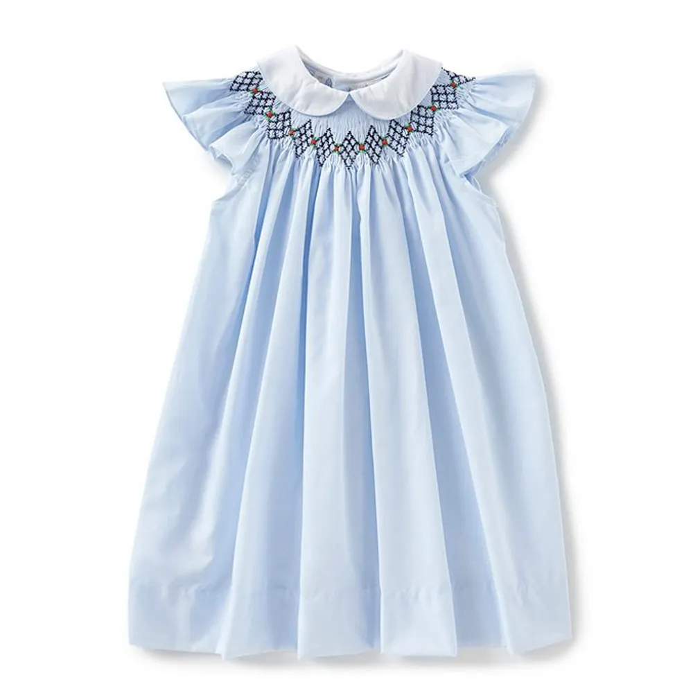 New Arrivals Kids Baby Girls Twirls Smocked Children Clothing Dresses Handmade Fashion Boutique Clothing Kids Smocked Dresses