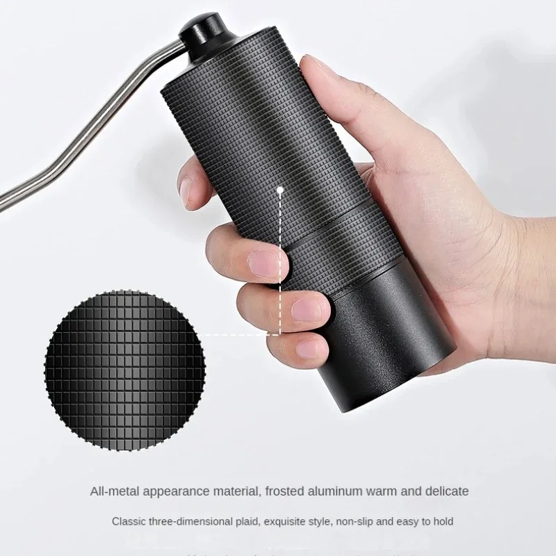 Portable Steel Burr Manual Coffee Grinder Hand Coffee Bean Grinder Aluminum Alloy Adjustment Coffee Grinder