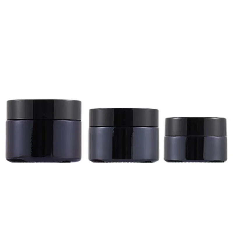 Jar Black Food Storage Plastic Containers Wholesale 100g 200g 300g PET Cosmetic Packing Plastic Jars with Lids 500pcs