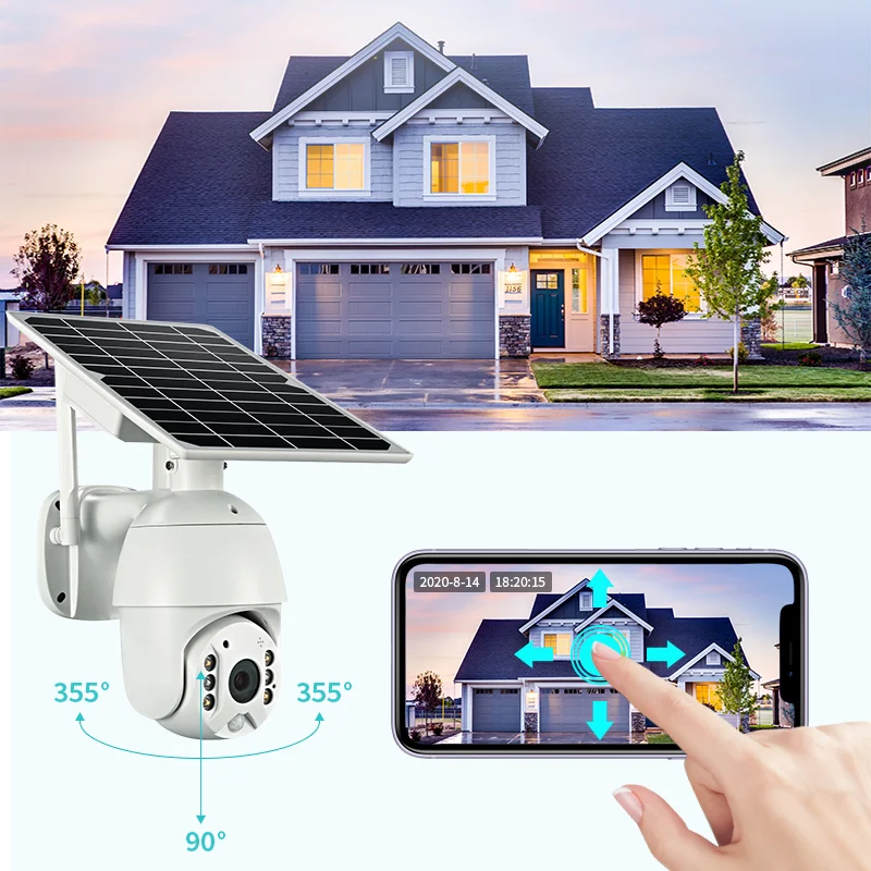 Full HD 1080P Dual Cameras Wireless Network Intelligent Solar Energy Alert Ptz Camera Outdoor Farm 4g Lte Solar Camera SD