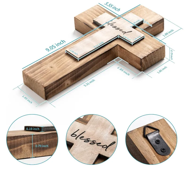 Rustic Natural Pine Church Home Room Decoration Christians Spiritual Religious Cross Gifts Wall Wooden Cross