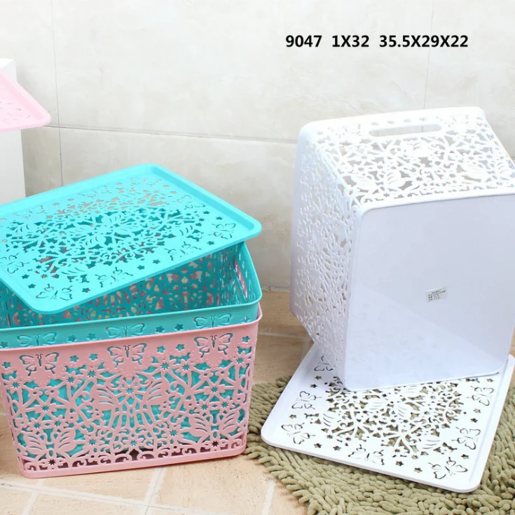 
High-Quality household laundry Rectangular storage Plastic Basket With handle 