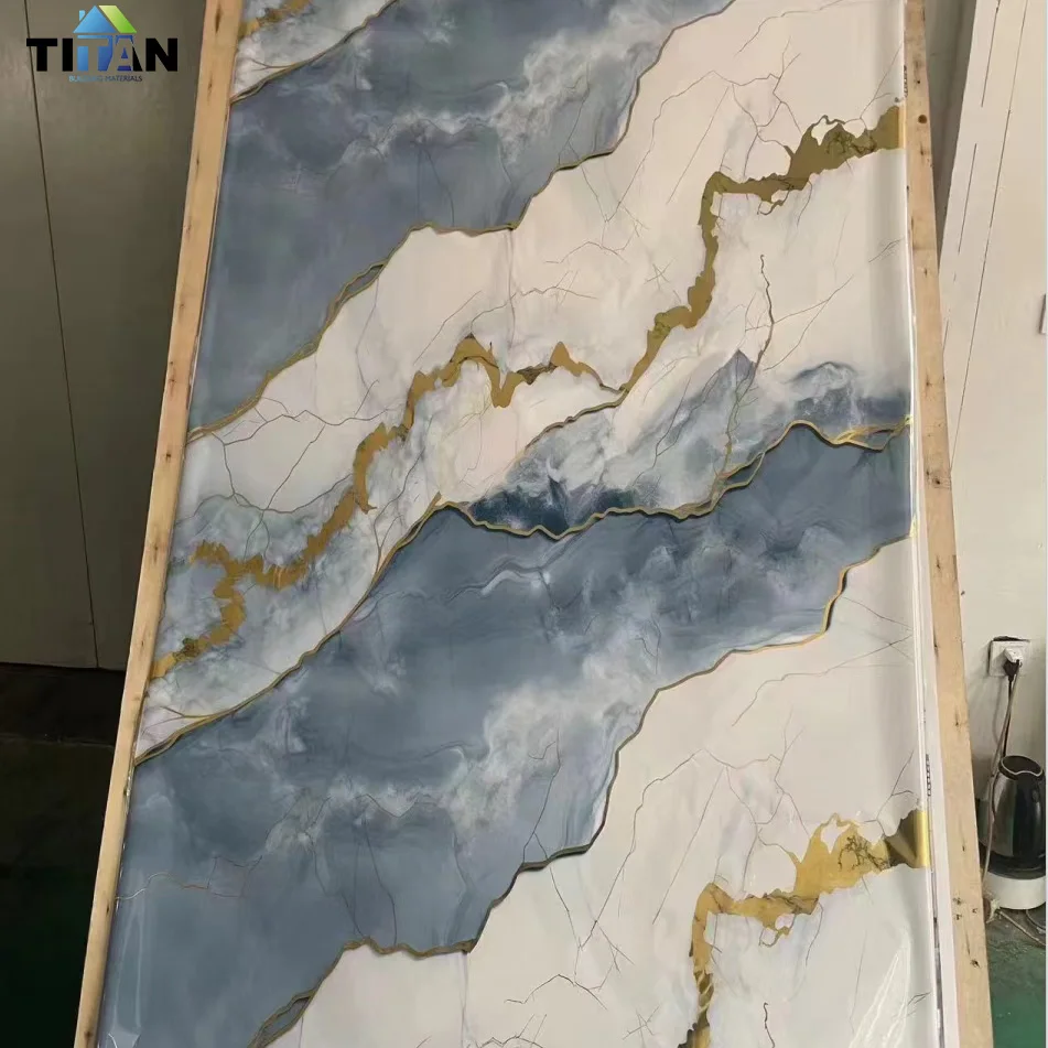 1220*2440 Uv Marble Pvc Sheet Laminated Plastic Panel Marmol Spc