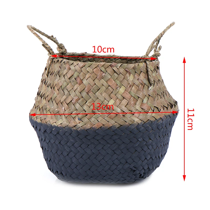 
Hot wholesale Handmade Cheap Bamboo Foldable Laundry Straw Patchwork Wicker Rattan Seagrass Belly Flower Planter Basket 