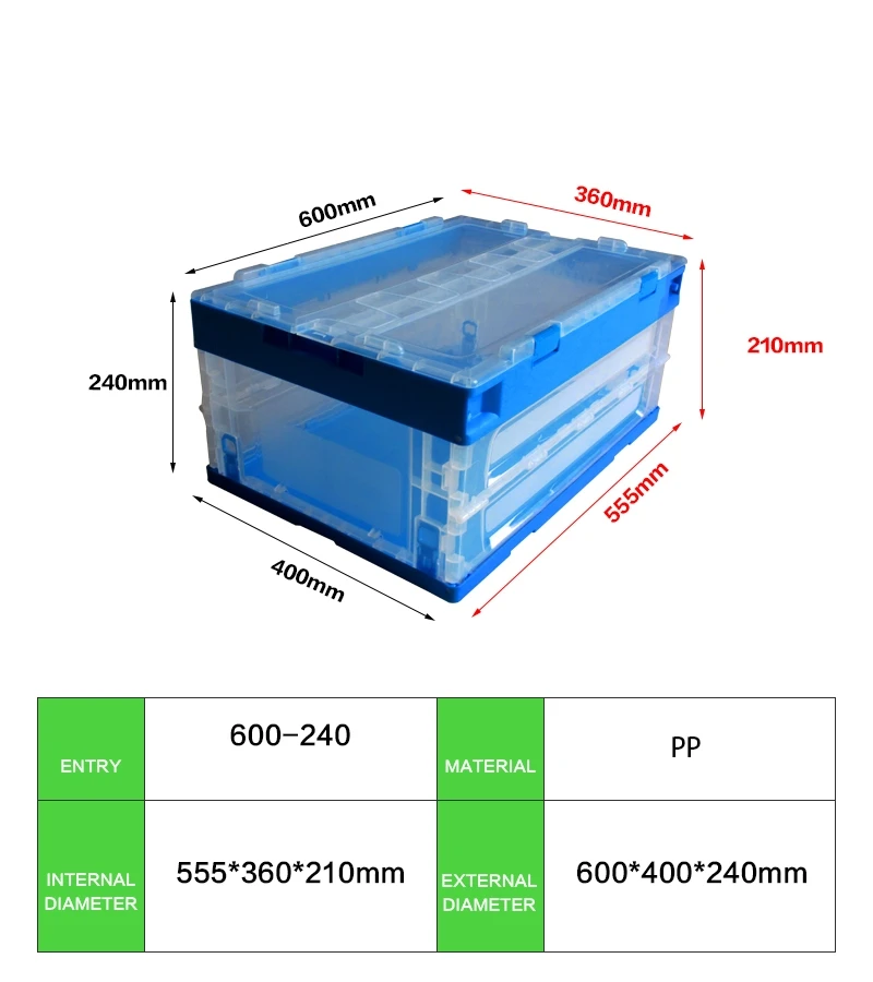 Heavy Duty Warehouse Storage Supermarket Delivery Stackable Foldable Plastic Collapsible Crates