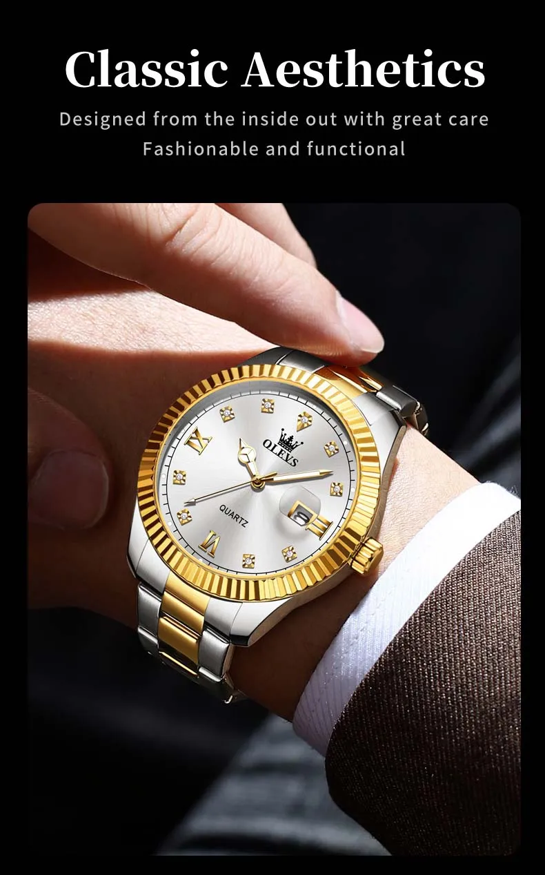 OLEVS 3623 accurate guangzhou men quartz watch hot sale steel strap water proof date display Simple business wrist watch