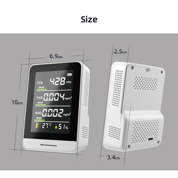 ggele Portable Mini Air Quality Co2 Meter Indoor Air Quality Co2 Monitor High Accuracy Portable Air Quality Detector