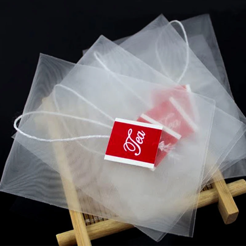 Pyramid nylon empty tea bag triangle with string and label