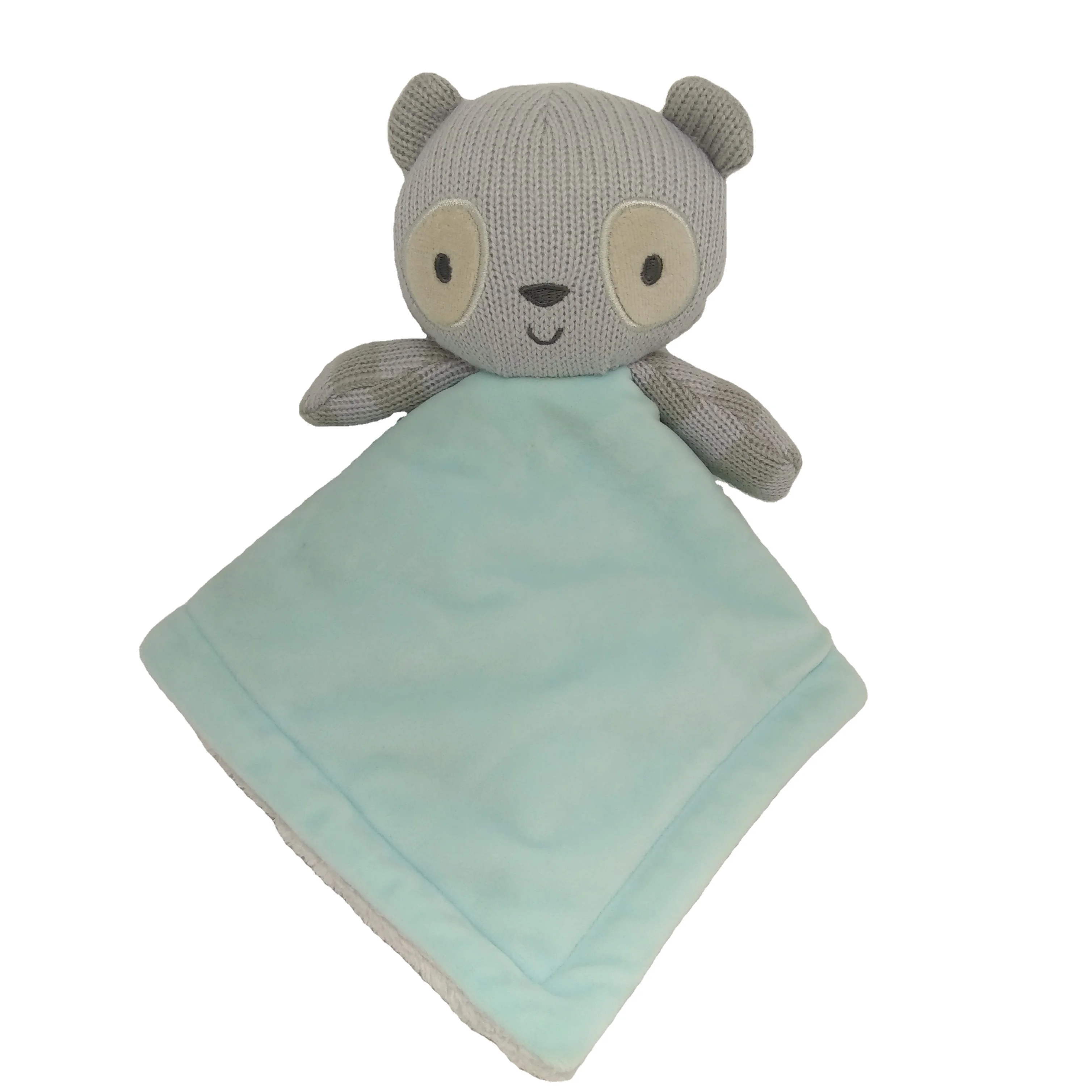 Snuggler Bear stuffed soft comforter toy Custom baby security blanket with animal heads