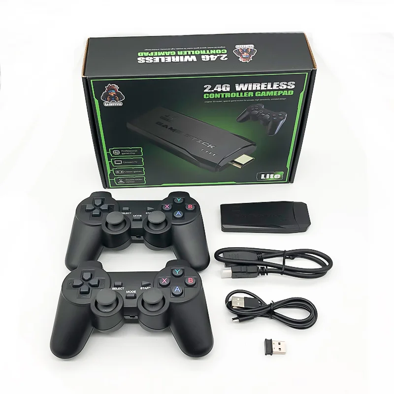 Wholesale Game Stick M8 4K HD TV Video Game Dongle PS1 Emulators Double 2.4G Wireless Gamepad Controller Video Game Console