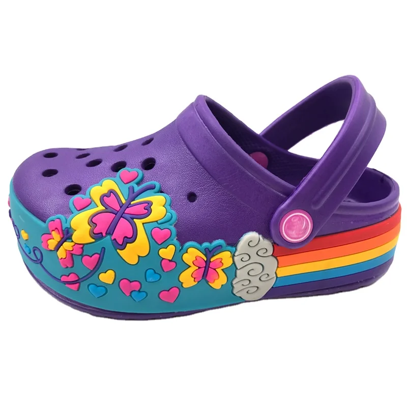 2020 Новый изображением героини мультфильма «леди с подошвой из цельного дерева; На высоком каблуке и платформе; Туфли-сабо для детей Ева садовая обувь; Комнатные тапочки; Шлепанцы; Пляжные сандалии для девочек