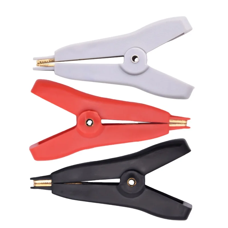 Red Black Small Flat Battery Copper Jumper Cable Insulated Kelvin Alligator Spring Test Clip Leads Electrical Crocodile Clamp 5A