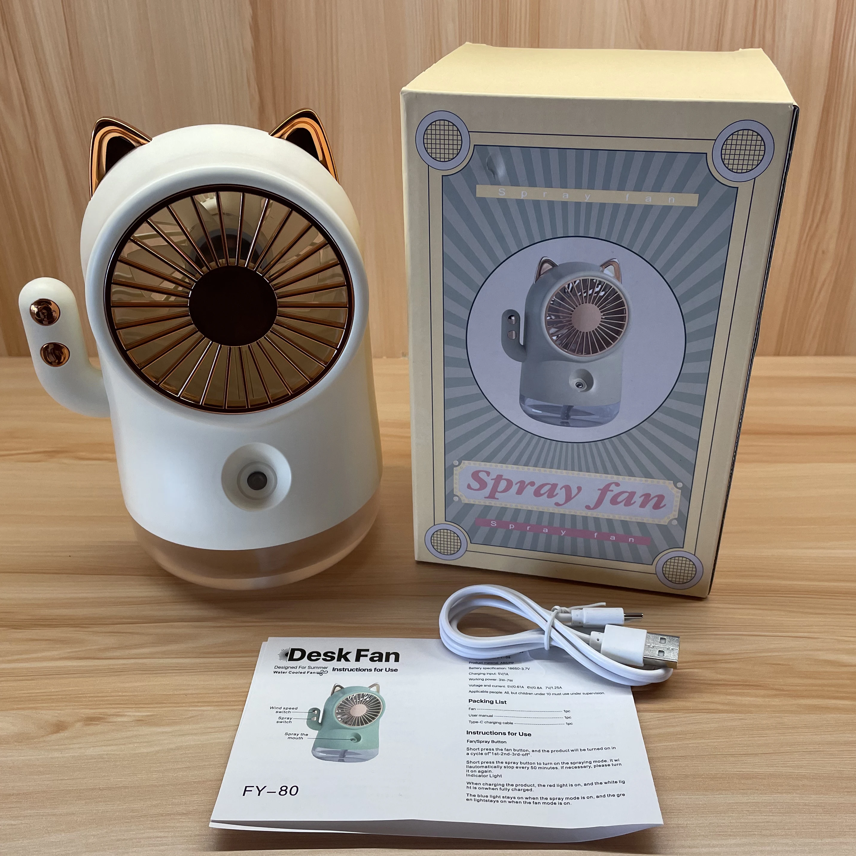 Built-in Battery Mini Handheld Fan Rechargeable Electric Cooling Spray Fan