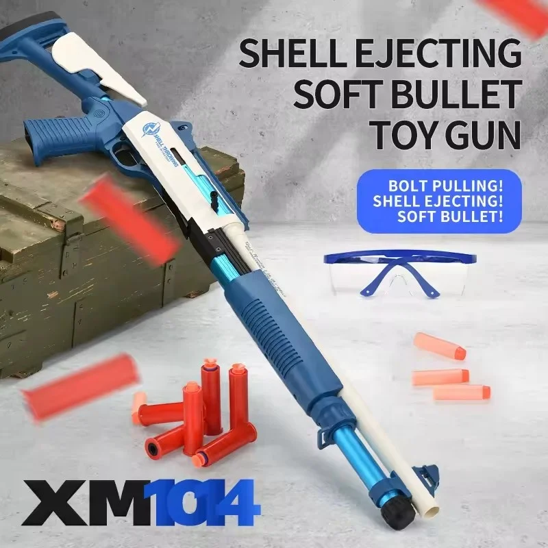 Shell Ejection Rifle Toy Gun Lever Action Soft Bullet Gun Foam Blaster with Protective Goggle for Teen Youth