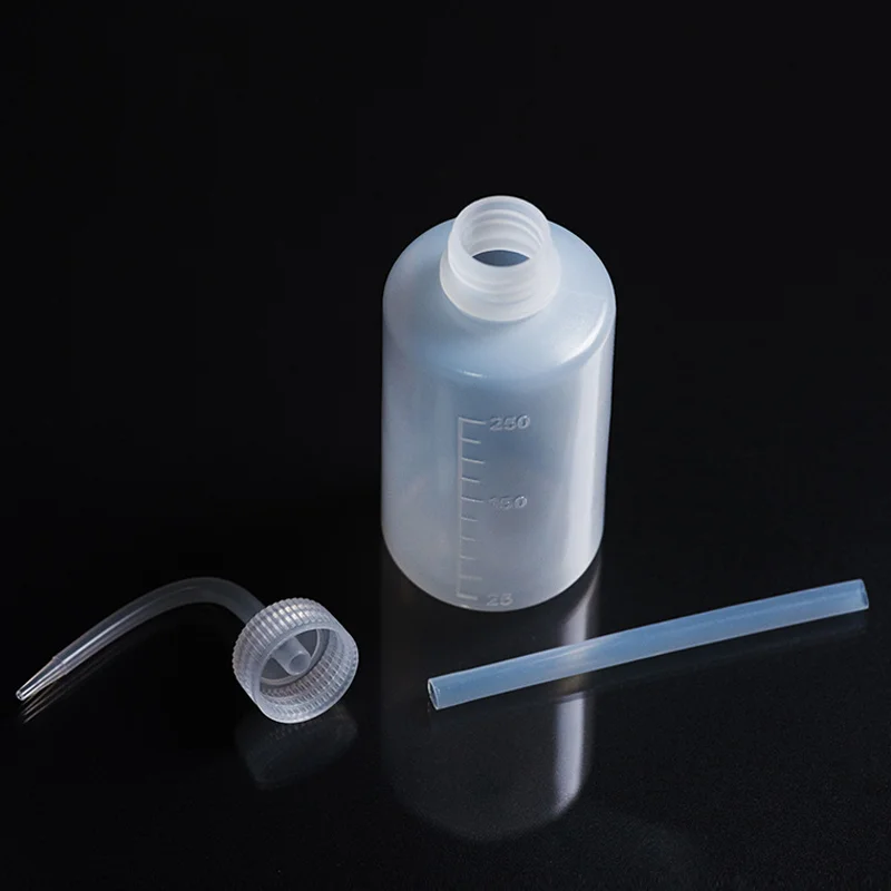 Plastic wash bottle laboratory special 500ml scale red and white head curved mouth