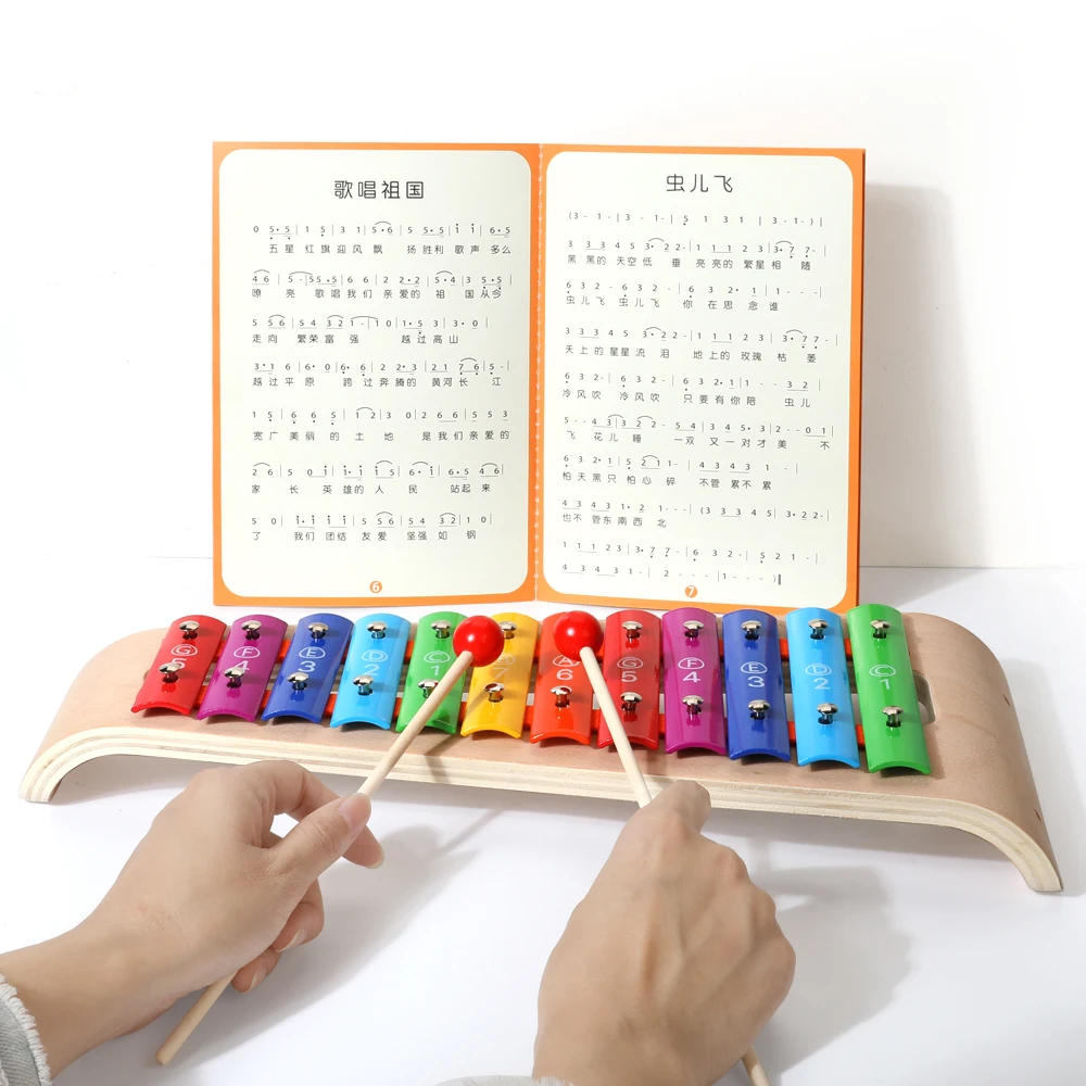 2023 Early Education Rainbow Musical Instrument Preschool Wood Metal Xylophone Gift Toy For Kids
