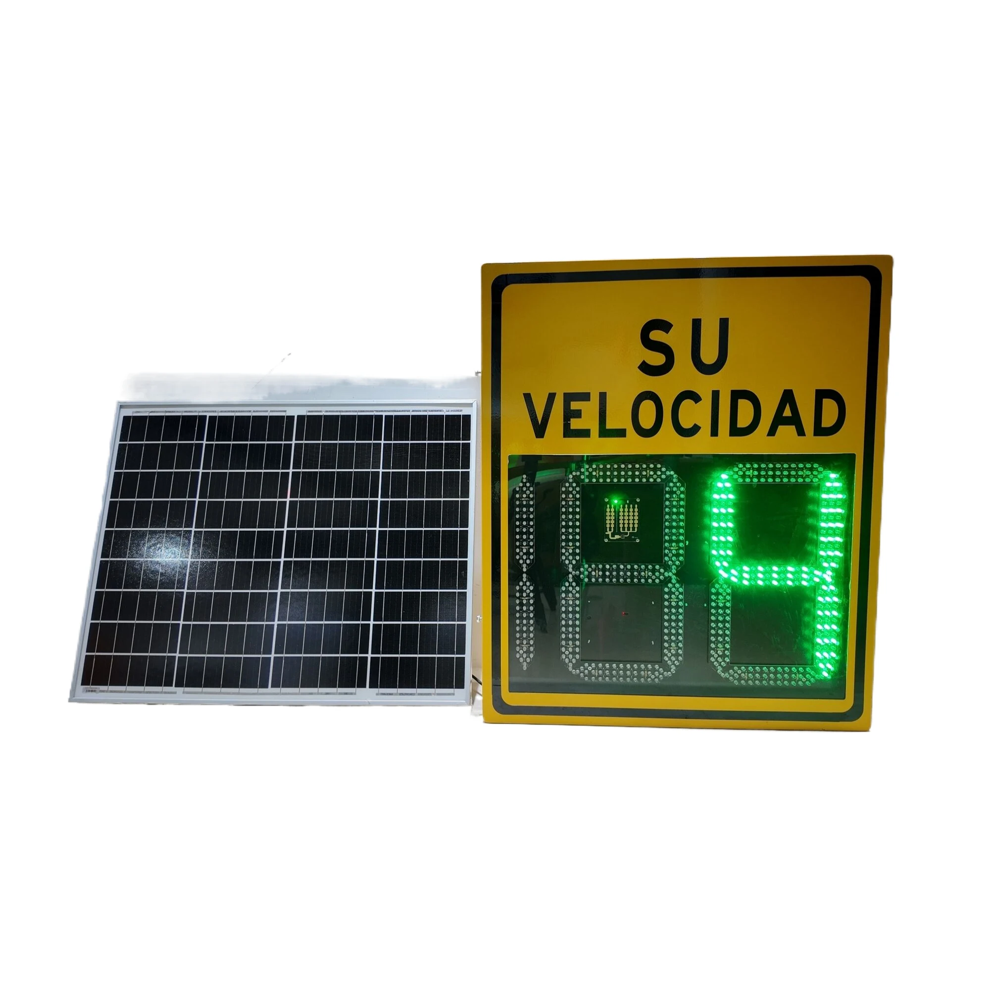 Solar Powered LED Traffic Speed Radar Sign Flashing Limit Indicator Roadway Safety MPH Detect Trailer
