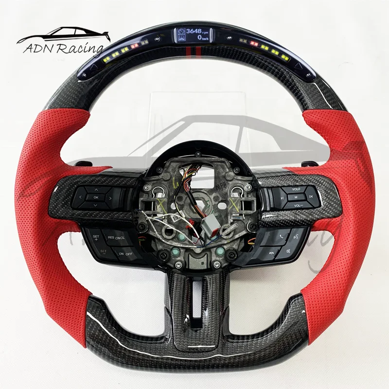 For FORD Mustang Carbon Fiber Steering wheel with LED gear shifter light indicator