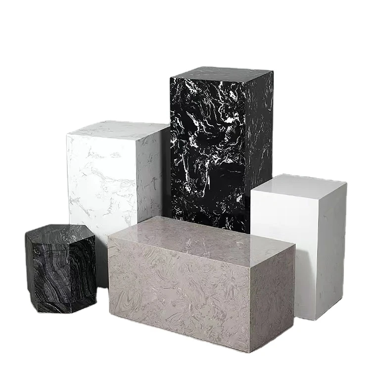 100% Natural Stone Polished Marble Rectangle Marble Plinth Side Table Pedestal Display Stand