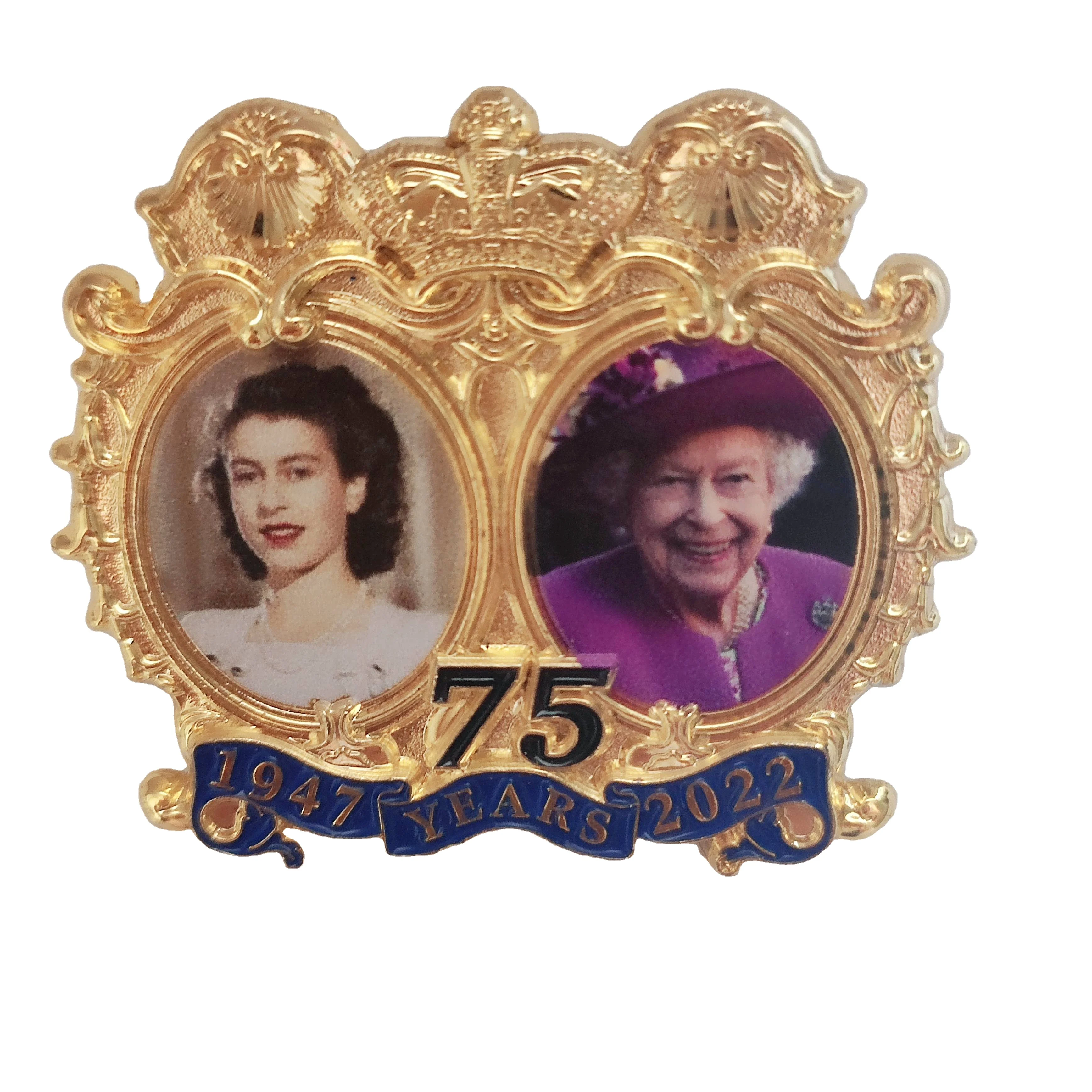 Manufacturer Customized Logo Printing Commemorative Queen Elizabeth 3D Badge