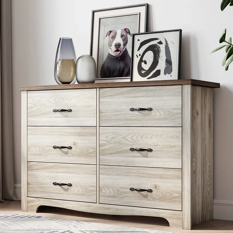 Factory Living Room Wooden Chest Storage Organizer Cabinet White Drawer Dressers 6 Drawers Bedroom Furniture