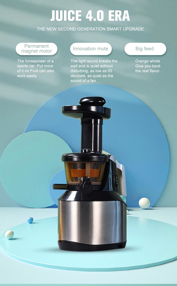 2022 Modern Stainless Steel Smoothie Commercial Masticating Juicer Cold Press Slow Extractor