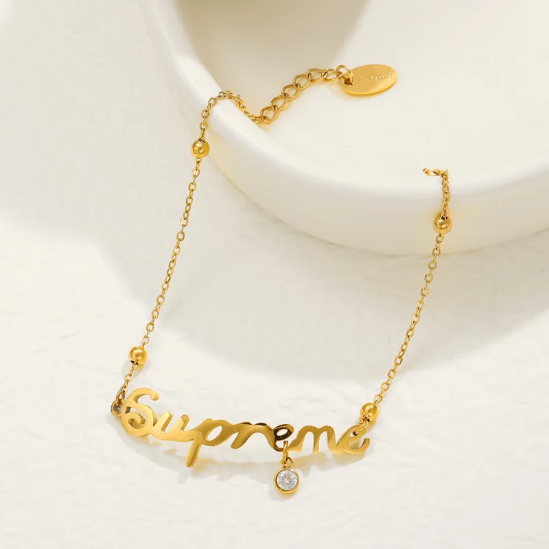 High Quality Titanium Steel Letter Bracelet for Women Non-Fading Stackable Wedding Engagement Charm Bracelet for Gifts Parties