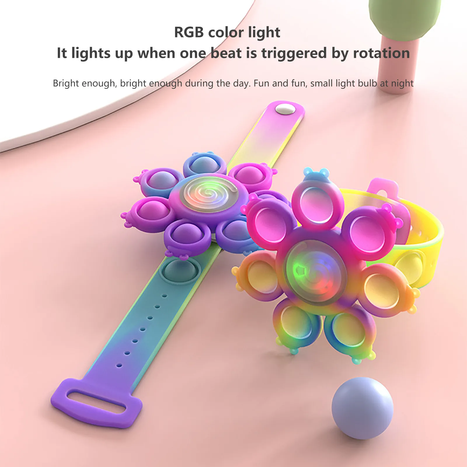 Push Bubble Dimple Fidget Spinner Sensory Toys For Children Decompression Promotion Gift Anti Stress Luminous Rotating Bracelet