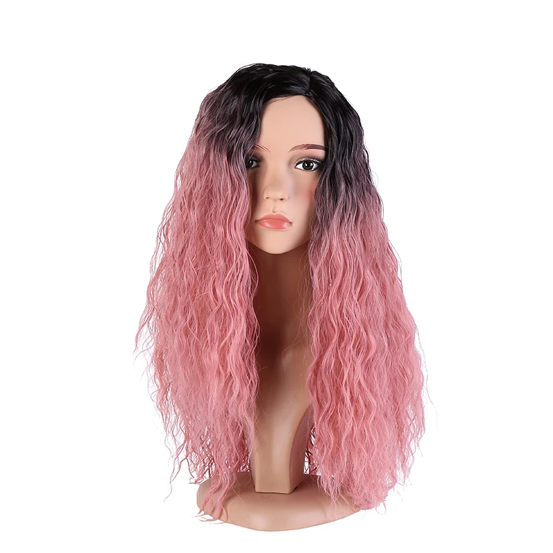 York Wigs Girls Hair Wig Big Factory Good Price New China Natural Lady Star New Fashion 24 Inches Ombre Pink Color wigs
