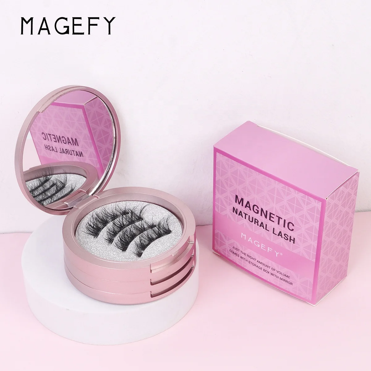 MAGEFY 3 pairs magnetic false eyelashes sets wholesale private label no glue needed dual magnetic eyelashes with gift box