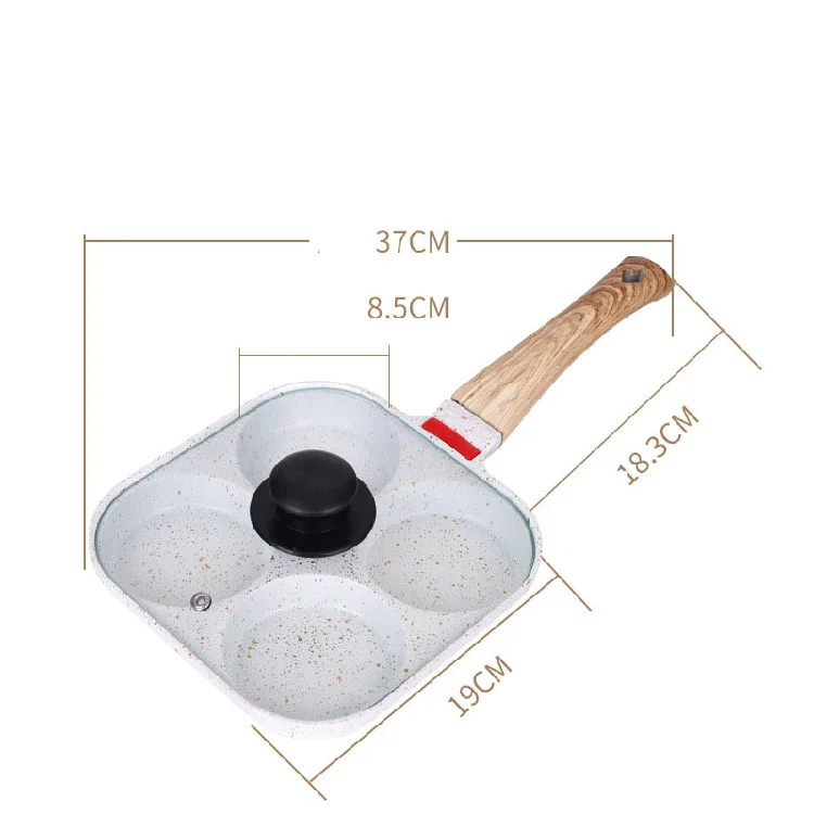 Egg Frying Pan 4 Hole Square With Lid Non-stick Aluminum Fry Pan Multiple Fry Pan