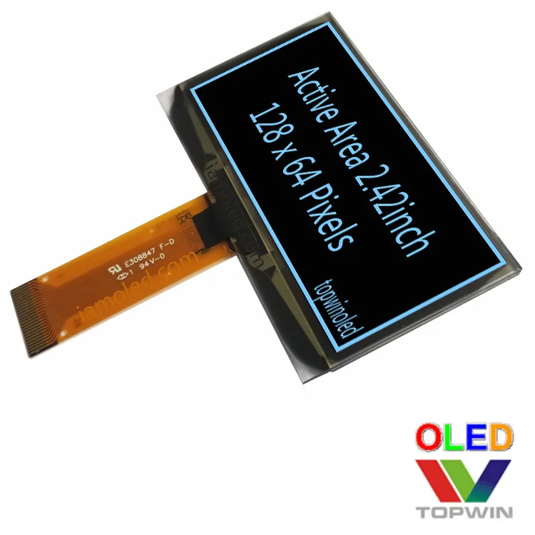 Topwin sells 2.42 inch parallel port SPI I2C yellow 24pin OLED display QG-2864ASYPG01 ssd1309 drive PM OLED