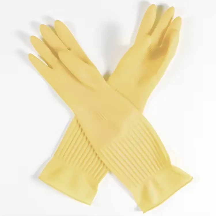 45cm 38CM extra long cuff kitchen cleaning washing household flocklined thick waterproof latex rubber gloves