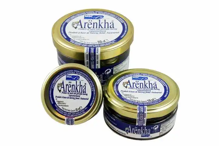Factory Sale 55G Glass Jar Smoked Herring Pearls Preserved Creamy And Fishy Chilled Herring Pearls For Salads And Canapes