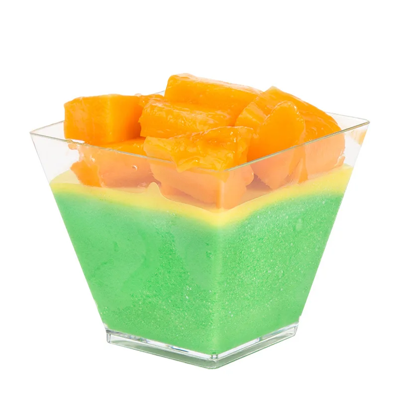Wholesale transparent 60 ml square mousse hard plastic cup fruit pudding ice cream Dessert cup