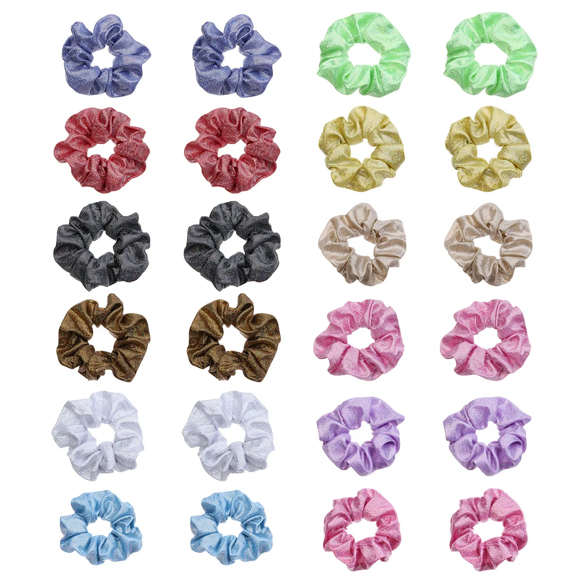 Gold 12 Colors Shiny Metallic Luxury Large Oversized Hair Accessories Tie Elastic Hair Bands Glitter Hair Scrunchies