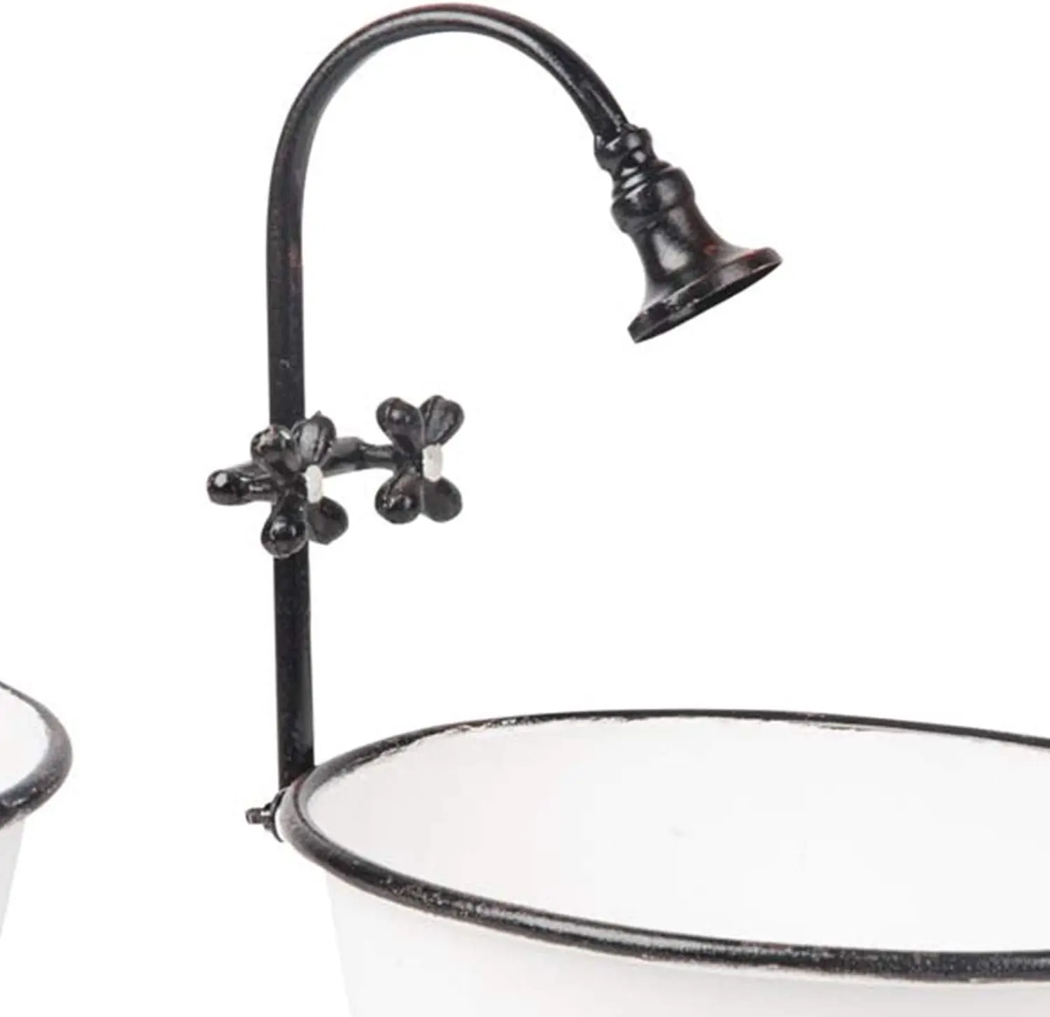 Home and Garden Metal White Black Vintage Antique Bathtub Planters Bucket Set of 2