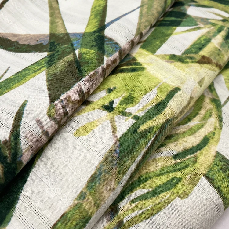 Harvest dobby stripe palm tree design digital print 100% cotton fabric for dress and shirt
