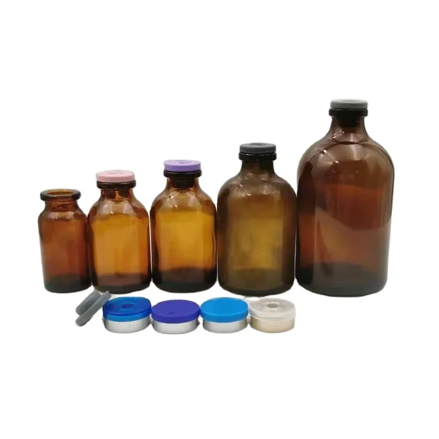 bottles medicine glass 50ml amber sterile vials for injection bottles with rubber stopper