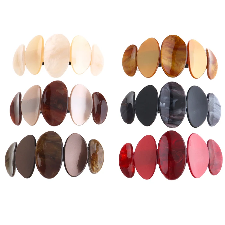 MiDairy 2020 new six color elliptical spring clip acrylic marbling temperament Korean version ins ponytail clip hairpin