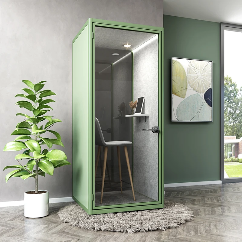 Silent Privacy Movable Prefab Outdoor Garden Office Privacy Acoustic Meeting Phone Pods With Seating