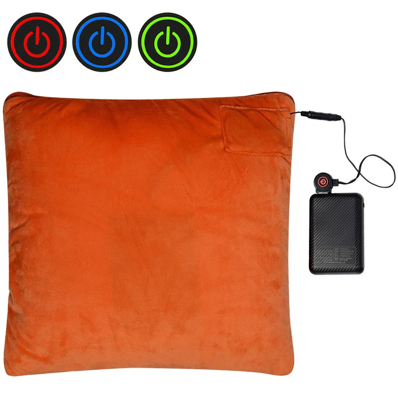 usb electric warm winter 2 in 1 foldable travel blanket and pillow set