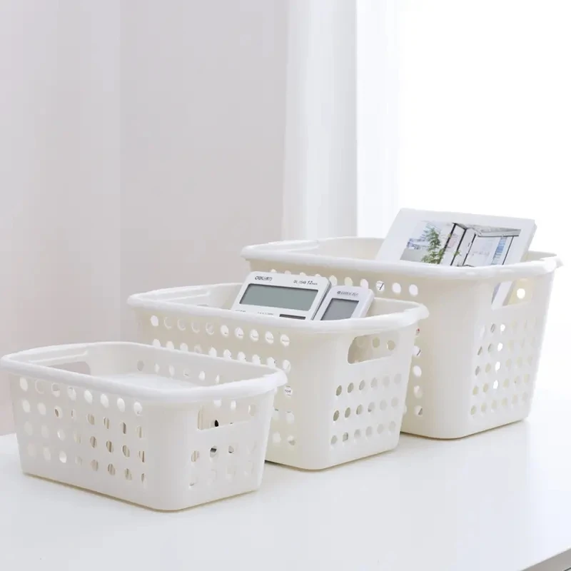 Houseuse Eco-friendly Multifunctional Plastic Storage Basket for Cosmetic Clothes Toys Sundries Snacks Organizer Buckle