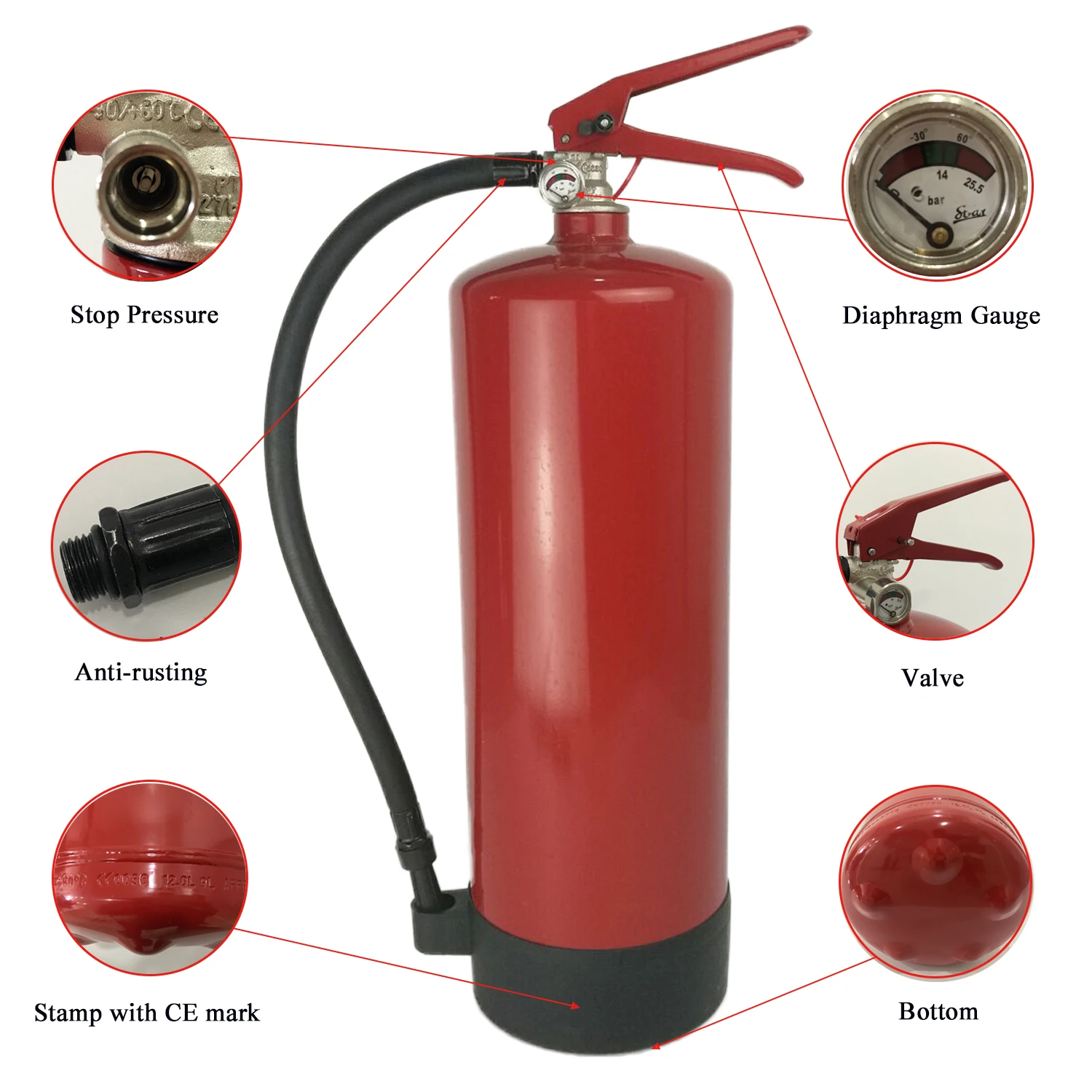 CE EN3 standard 6kg portable abc dry chemical powder  fire extinguisher