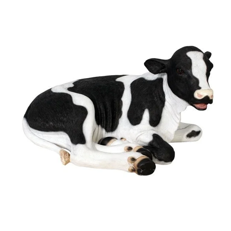 Zoo and park decoration sculpture life size fiberglass animal cow statue