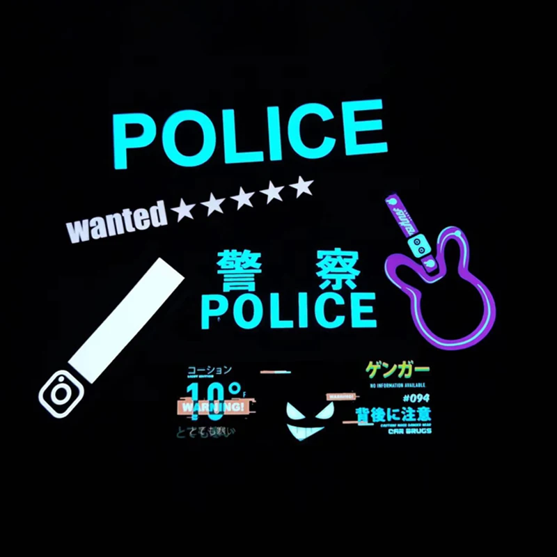 Wanted 5 Star Car Windshield Glow Panel Electric Marker Lamp Blue LED Decoration Light Sticker Flashing Lights