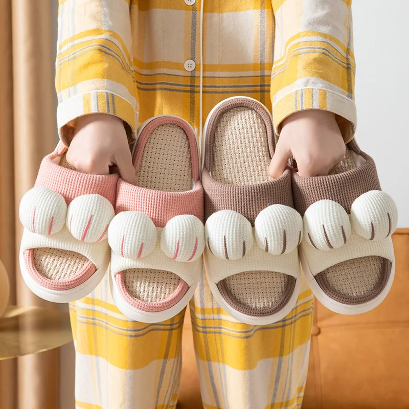 EVA Sole Hemp Outer Fashion Unisex Summer Home Indoor Slides Ladies Slides Girl Fur Slides